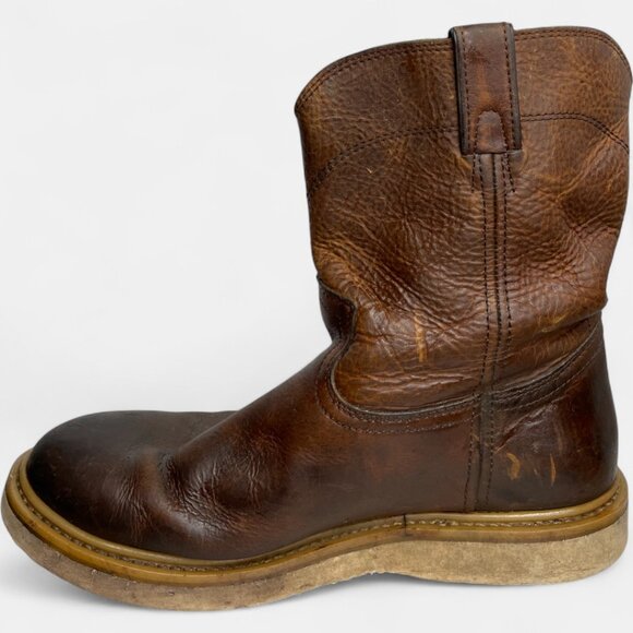 Justin Axe Wedge Men's 13 M Leather Western Work Brown Boots WK4908 Soft Toe - Picture 6 of 15
